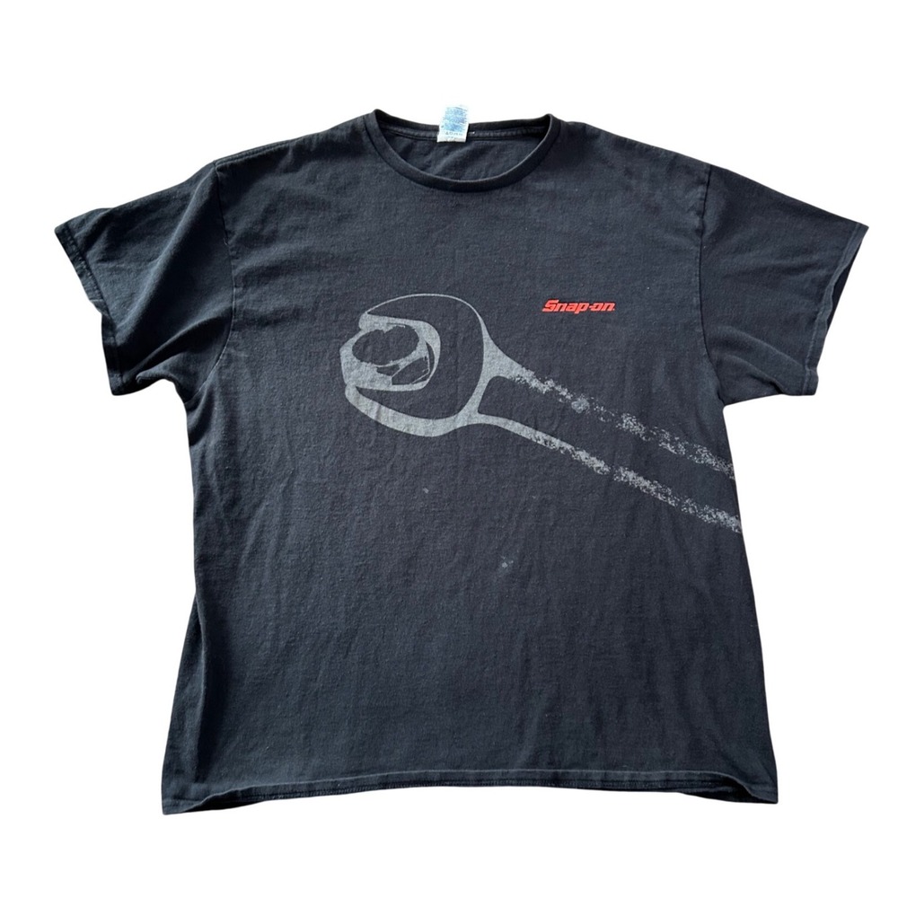 VTG Snap-on Tools Graphic T-Shirt Mens XL Black Wrench Logo Mechanic Grunge